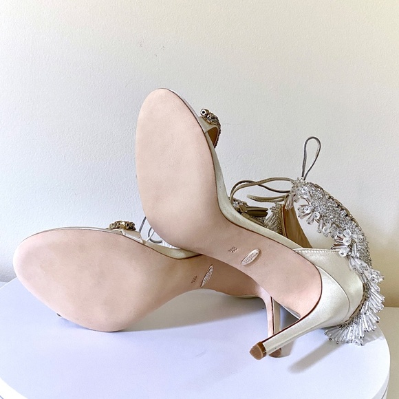 Badgley Mischka Katrina Embellished Satin High Heel Wedding Sandal NEW U… - Picture 14 of 16